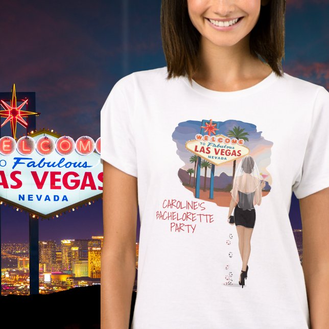 Junggesellinnenabschied Las Vegas Braut mit braune T-Shirt (Von Creator hochgeladen)