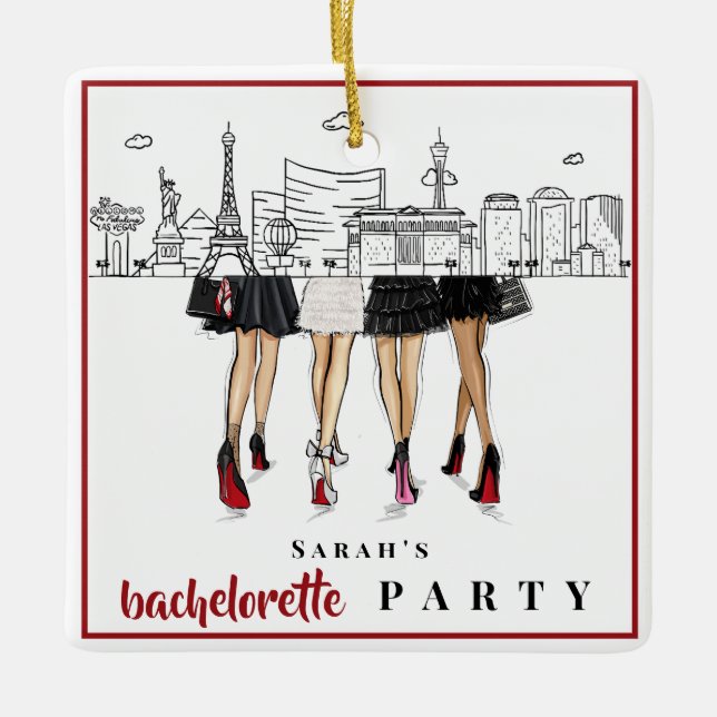 Junggesellinnenabschied Las Vegas Mode Skyline Keramikornament (Vorderseite)