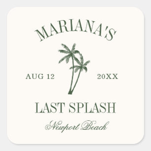 Junggesellinnenabschied Last Splash Beach Palms Quadratischer Aufkleber