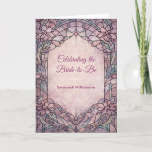 Junggesellinnenabschied Mauve Buntglas Floral Karte