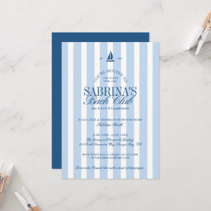 Junggesellinnenabschied mit nautischen blauen Stre Einladung