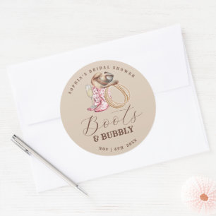 Junggesellinnenabschied mit Stiefeln und Bubbly Runder Aufkleber