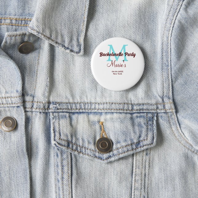Junggesellinnenabschied Monogramm Name Datum Ort s Button (Beispiel)