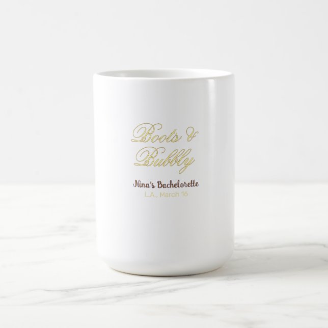 Junggesellinnenabschied-Name Boots & Bubble gelb g Kaffeetasse (Mittel)