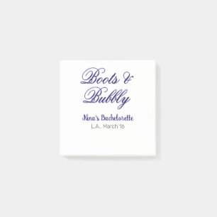 Junggesellinnenabschied-Name Boots & Bubble lila O Post-it Klebezettel