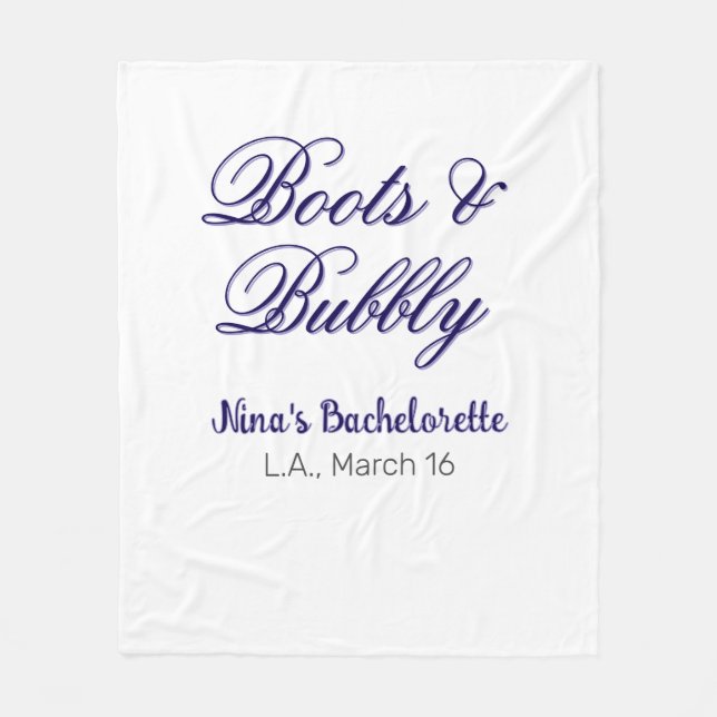 Junggesellinnenabschied-Name Boots & Bubble lilaor Fleecedecke (Vorderseite)