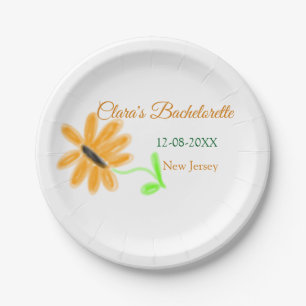 Junggesellinnenabschied Name Datum Ort Sonnenblume Pappteller