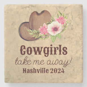 Junggesellinnenabschied Nashville Cowgirl Rosa Blu Steinuntersetzer