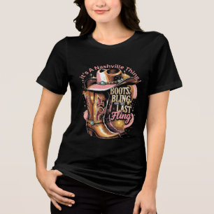Junggesellinnenabschied Nashville - „Stiefel, Glit Tri-Blend Shirt