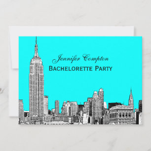 Junggesellinnenabschied NYC Skyline 01 geätzt DIY Einladung