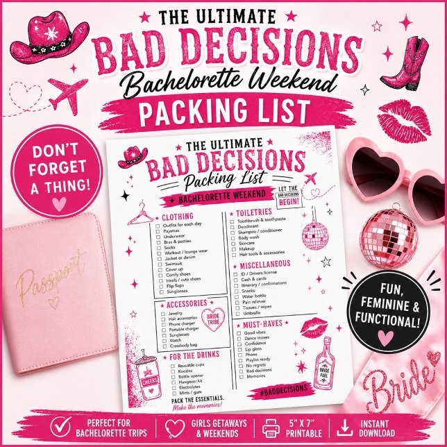 Junggesellinnenabschied Packliste für dumme Entsch (Von Creator hochgeladen)