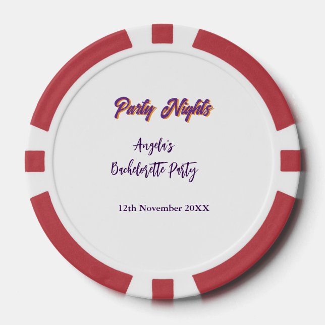 Junggesellinnenabschied Party Nächte Name Datum li Pokerchips (Vorderseite)