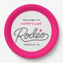Junggesellinnenabschied Pink Her Last Rodeo Pappteller
