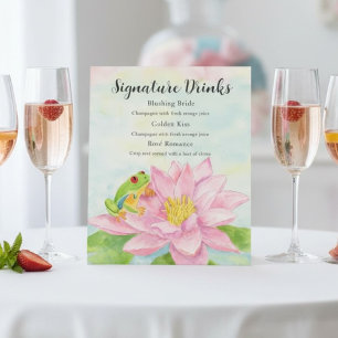 Junggesellinnenabschied Pinke Seerose & Laubfrosch Sockelschild
