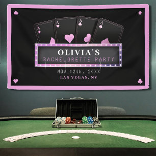 Junggesellinnenabschied Poker Asse Pink & Schwarz Banner