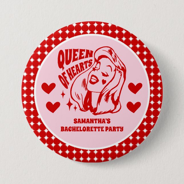 Junggesellinnenabschied Queen of Hearts Button (Vorderseite)