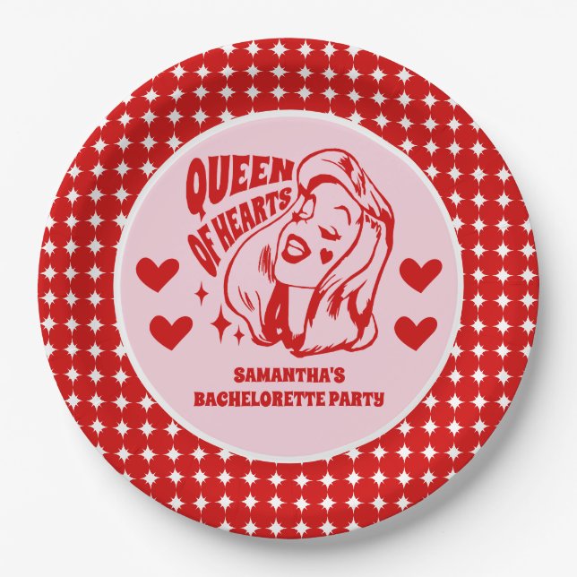 Junggesellinnenabschied Queen of Hearts Pappteller (Vorderseite)