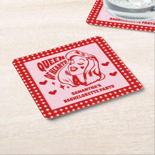 Junggesellinnenabschied Queen of Hearts Rechteckiger Pappuntersetzer