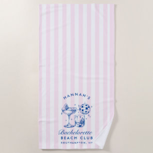 Junggesellinnenabschied Retro Disco Cocktail Blau Strandtuch