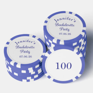 Junggesellinnenabschied Retro Modern Blau Elegante Pokerchips