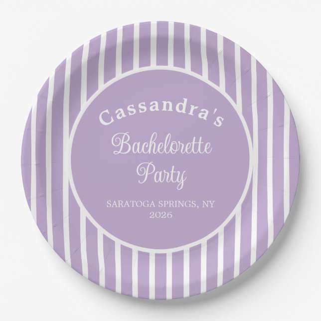 Junggesellinnenabschied Retro Moderne LightPurple  Pappteller (Vorderseite)
