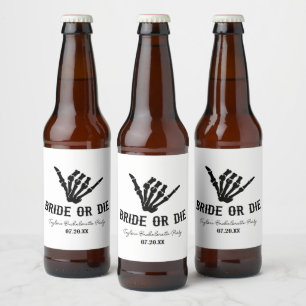 Junggesellinnenabschied Rockstar-Skelett Braut ode Bierflaschenetikett