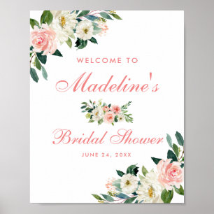 Junggesellinnenabschied Rosa Floral Willkommen Poster