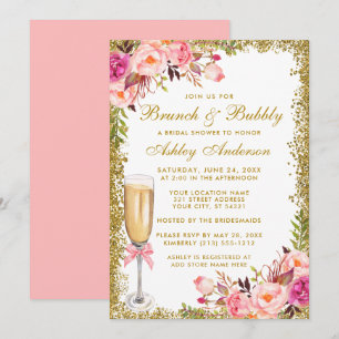 Junggesellinnenabschied Rosa Florale Brunch-Feier  Einladung