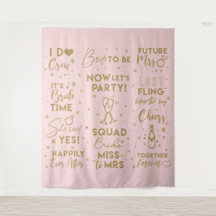 Junggesellinnenabschied rosa Fotobox Rückwand Bann Wandteppich