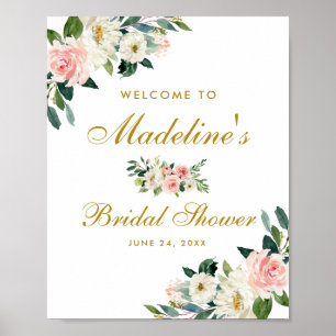 Junggesellinnenabschied Rosa Hauch Gold Blumen Wil Poster