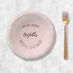 Junggesellinnenabschied rose-gold silber name pappteller