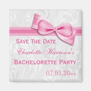 Junggesellinnenabschied Save The Date mit weißem D Magnet