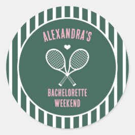 Junggesellinnenabschied Tennis grün preppy Runder Aufkleber