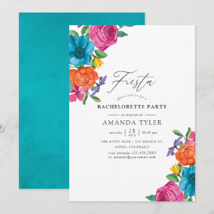 Junggesellinnenabschied Watercolor Floral Fiesta Einladung