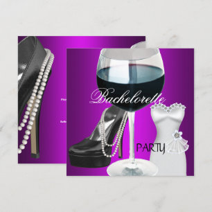 Junggesellinnenabschied Wein Magenta Schwarzes Kle Einladung