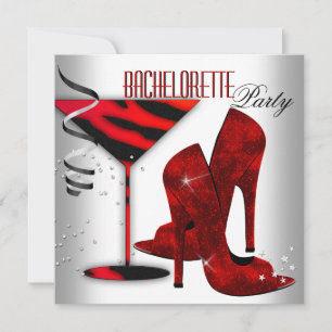 Junggesellinnenabschied Weiße Rote High Heel Schuh Einladung