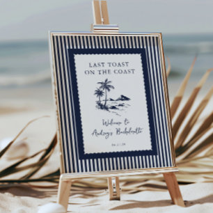 Junggesellinnenabschied Willkommensschild am Meer Poster