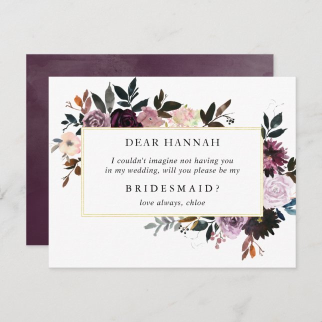 Junggesellinnenabschiede | Bridesmaid Card Einladung (Vorne/Hinten)