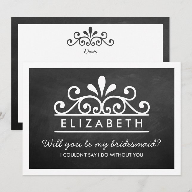 Junggesellinnenabschiede? Chalkboard Tiara Card Einladung (Vorne/Hinten)