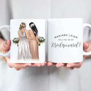 Junggesellinnenabschiede? Mädchen in Gowns Kaffeetasse