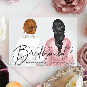 Junggesellinnenabschiede? Mädchen in Robes-Karte Einladung