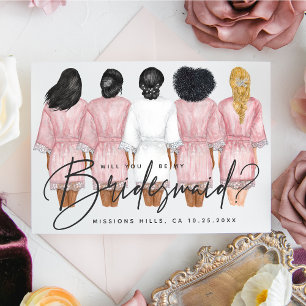 Junggesellinnenabschiede? Mädchen in Robes-Karte Einladung