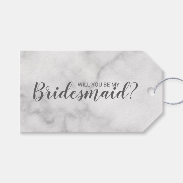 Junggesellinnenabschiede? Moderner weißer Marmor Geschenkanhänger (Vorderseite (Horizontal))