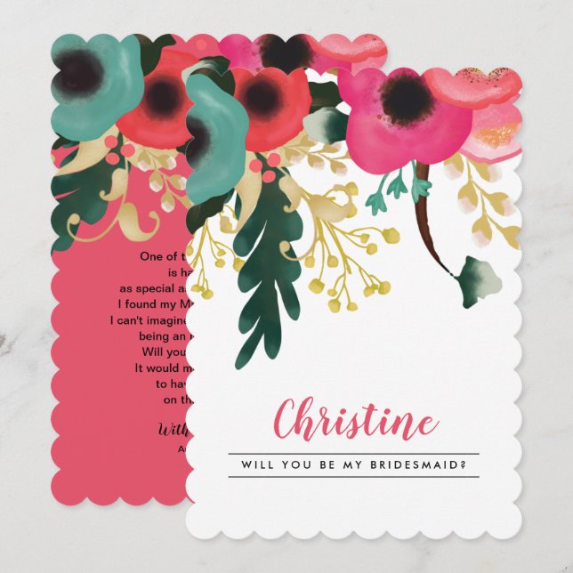 Junggesellinnenabschiede? Modernes Blumenzeitalter Einladung (Vorne/Hinten)
