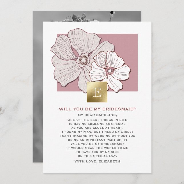 Junggesellinnenabschiede? Rosa Blumenkarten Einladung (Vorne/Hinten)