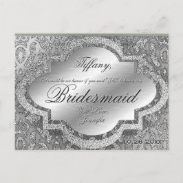 Junggesellinnenabschiede? Silver Damask Einladungspostkarte