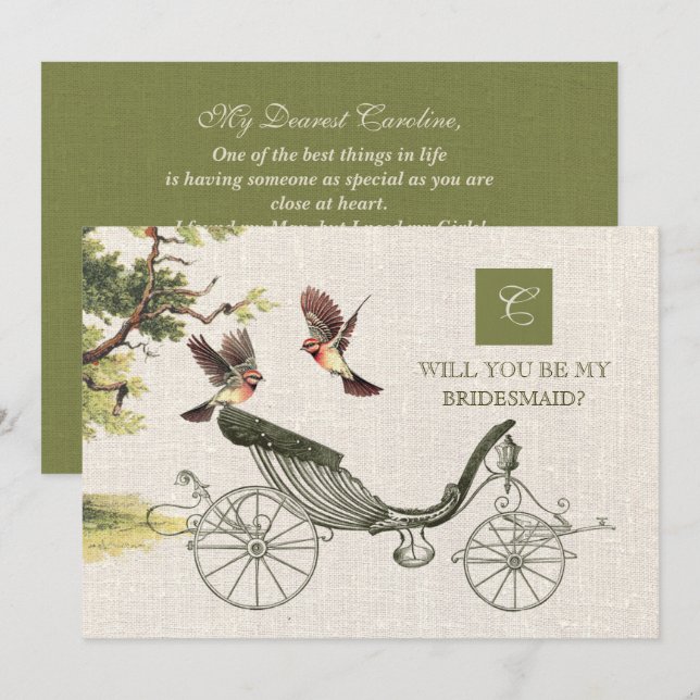 Junggesellinnenabschiede? Vintag Art Burlap Einladung (Vorne/Hinten)