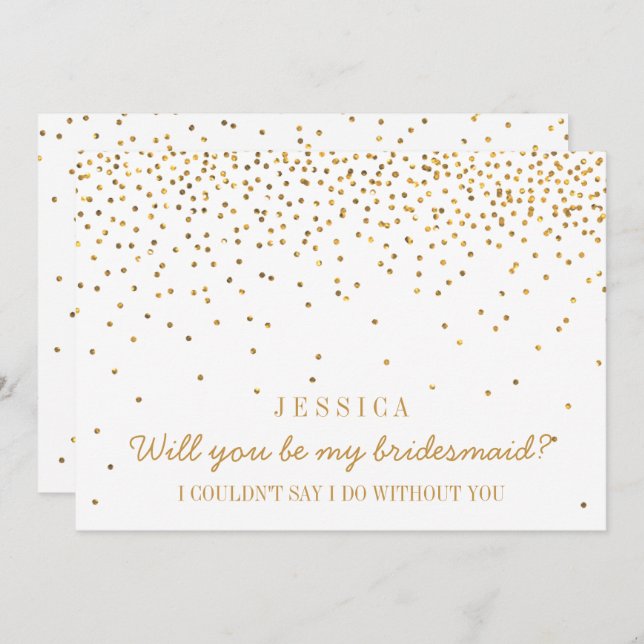 Junggesellinnenabschiede? Vintag Gold Confetti Einladung (Vorne/Hinten)