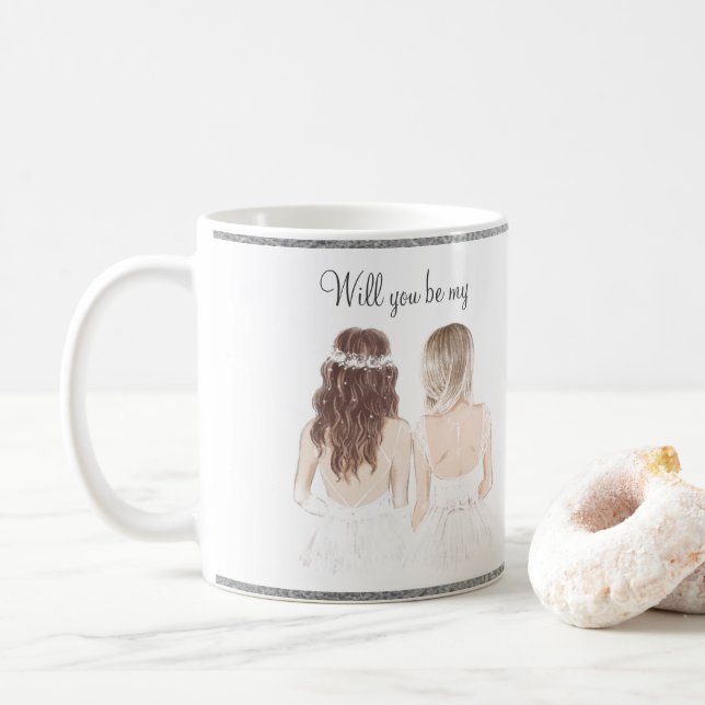 Junggesellinnenabschiede? Watercolor-Skript Kaffeetasse (Mit Donut)