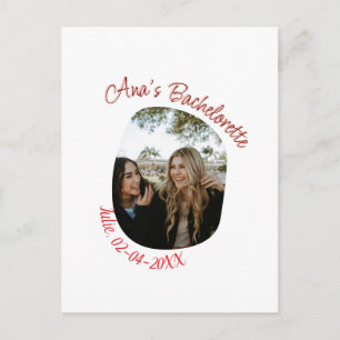Junggesellinnenparty Foto Name Datum einfach rund Postkarte